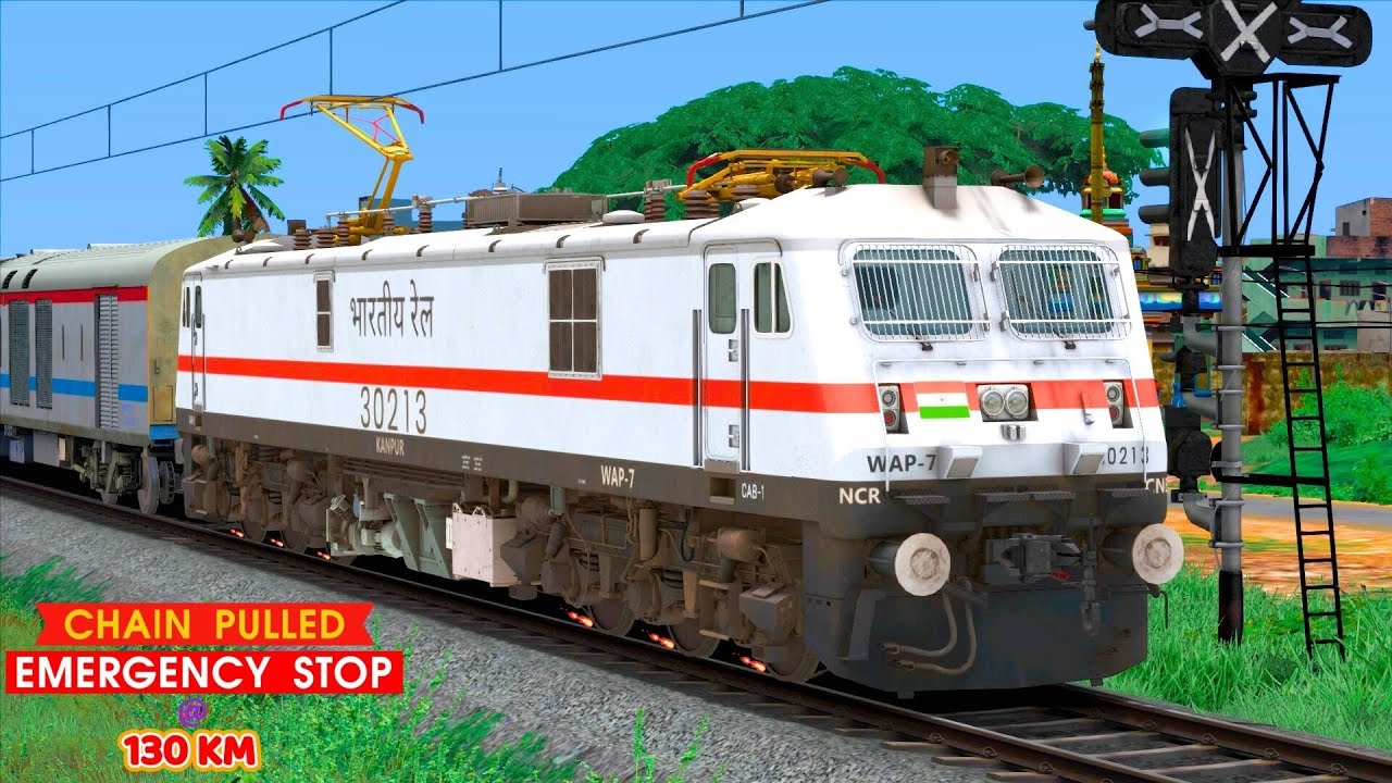 CHAIN PULL TRAIN EMERGENCY STOP AT 130KM | RAILROAD | Train Simulator | Railworks | NTG GAMING