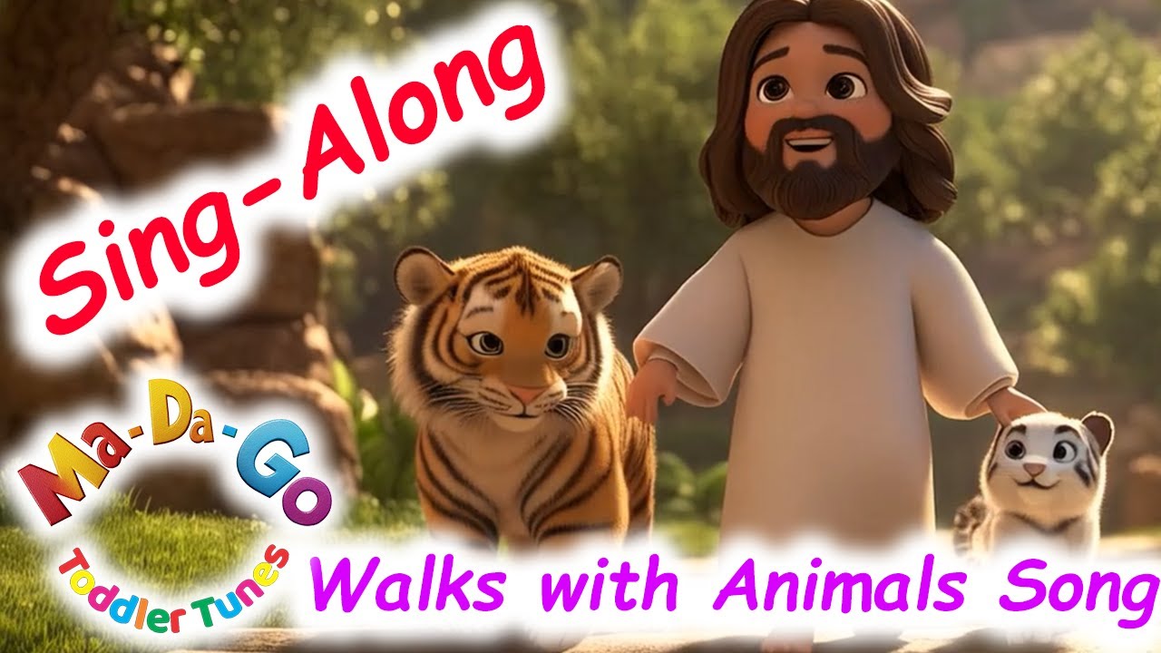 🐑 Jesus Walks with Animals Sing- Along Song | Bible Song for Toddlers | MaDaGo Toddler Tunes