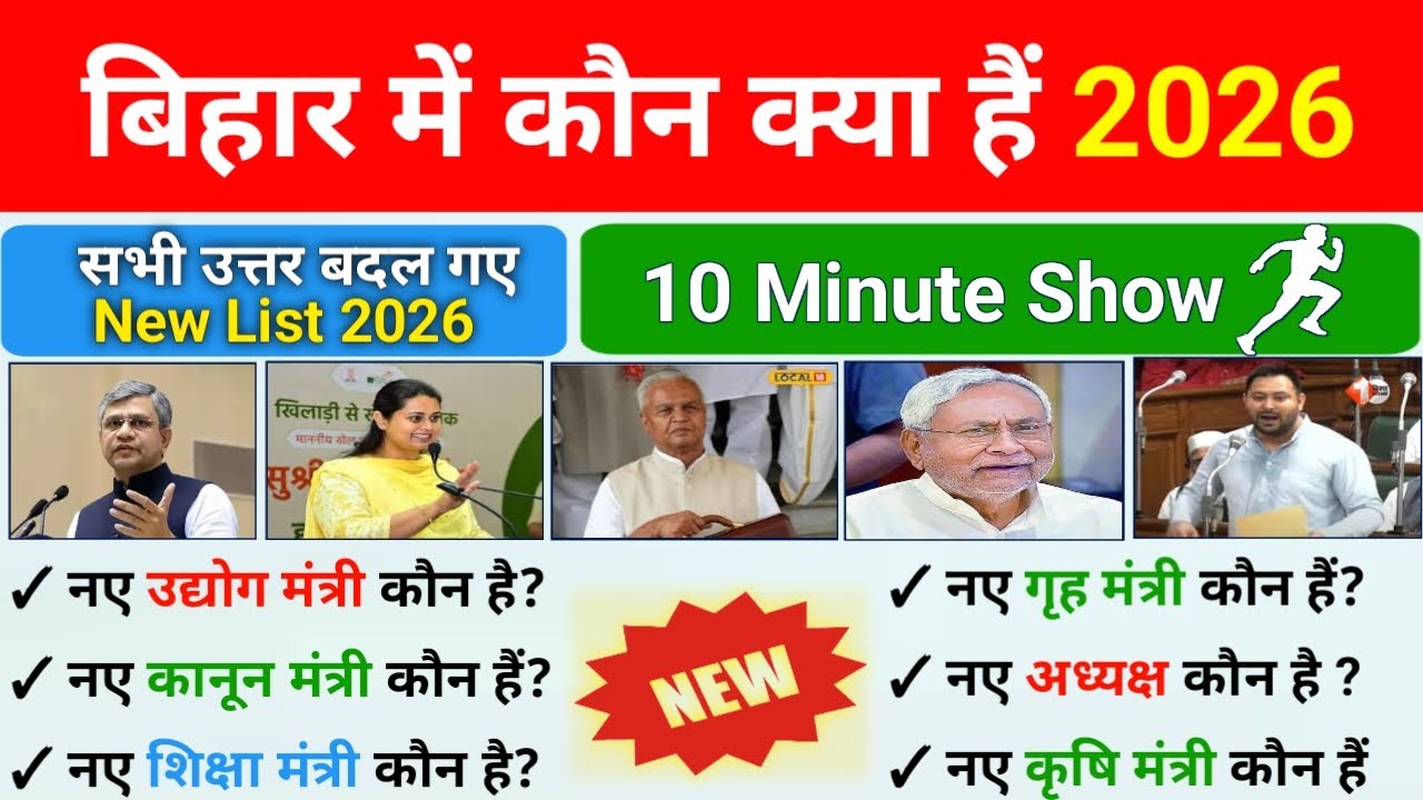 बिहार में कौन क्या है 2026 GK | Bihar GK | Bihar CurrentAffairs | BPSC, BSSC, Bihar Daroga, TET