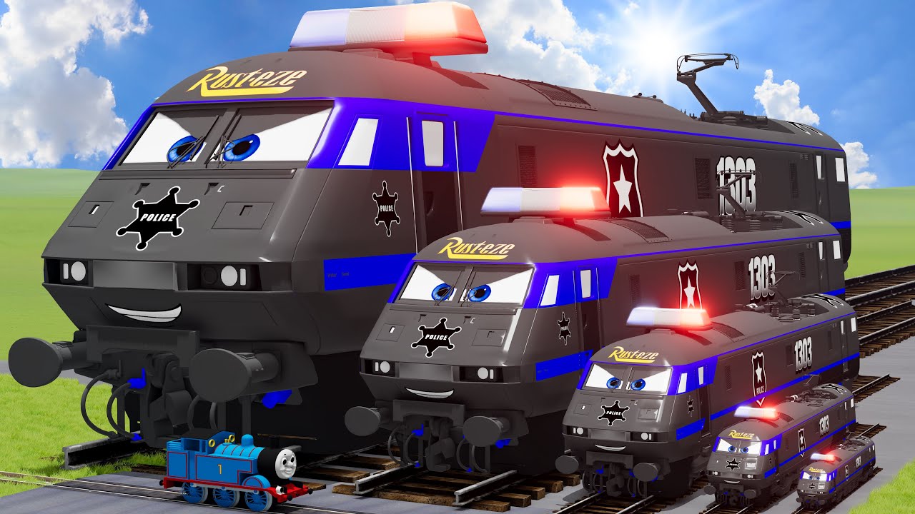 Big & Small Police Train Lightning Mcqueen vs Train Thomas | BeamNG.Drive