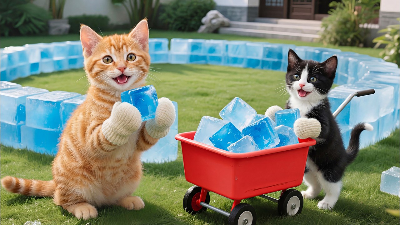 Kitten Brothers Build a Tiny Ice Castle Together… A Sweet Day Full of Smiles 💙🐾