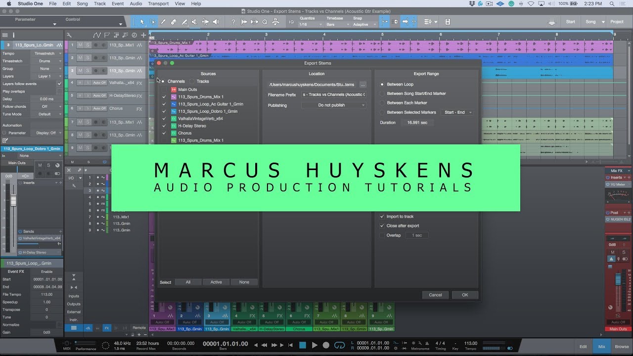 Дорожки против каналов: экспорт стемов в PreSonus Studio One: развенчание мифов