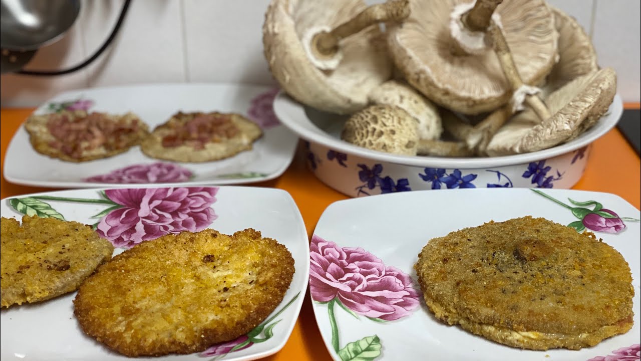 Macrolepiota procera, parasol recogida en el campo y tres formas distintas de guiso