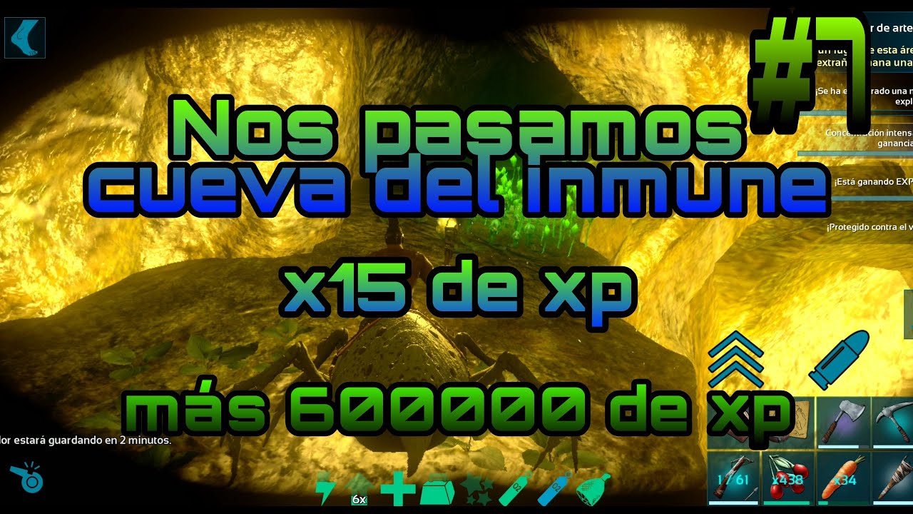 Pas&aacute;ndome cueva del inmune x15 de xp m&aacute;s 600000 de xp cu&aacute;ntos lvl subir&eacute; Ark Mobile serie capitulo 7