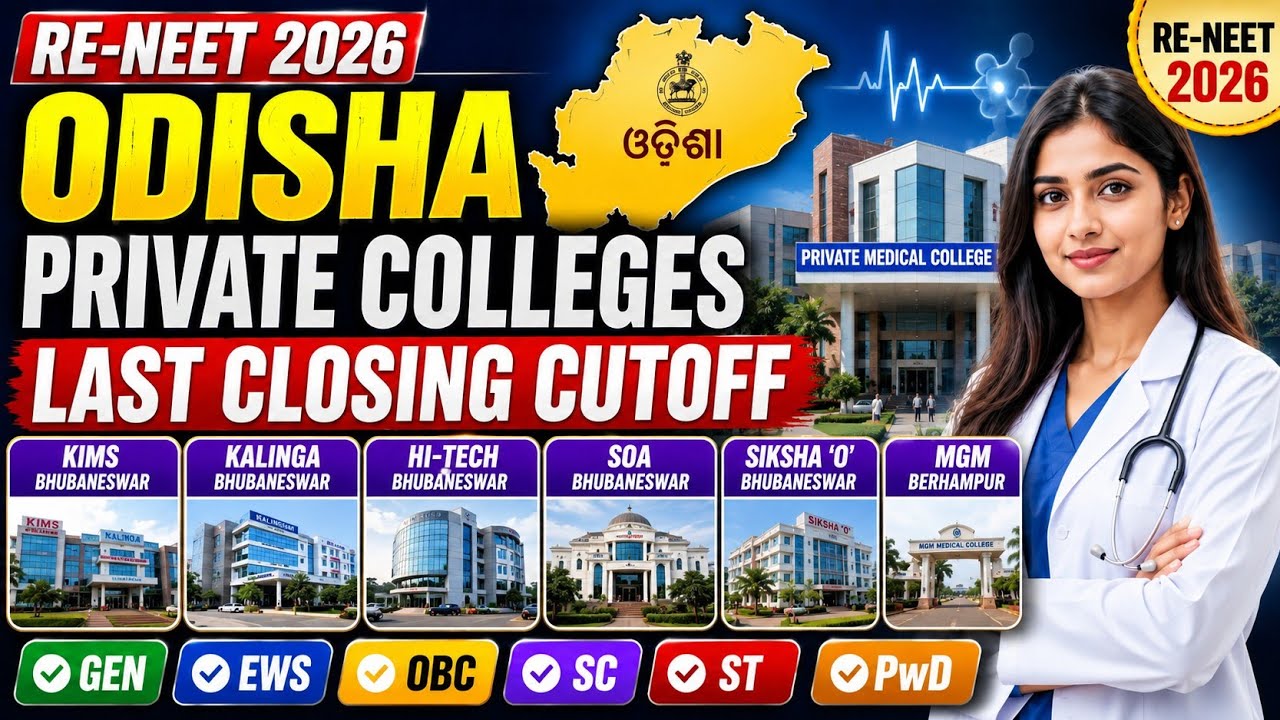 Odisha Private MBBS Colleges Closing Cutoff 2026 | GEN, EWS, OBC, SC, ST, PwD | RE-NEET 2026