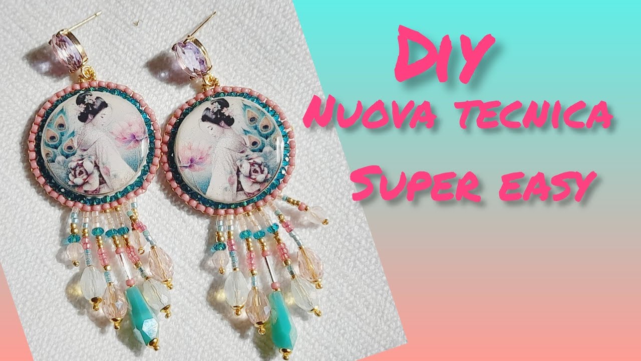 TUTORIAL  orecchini con perline  GIAPPONE- come cucire un cabochon?