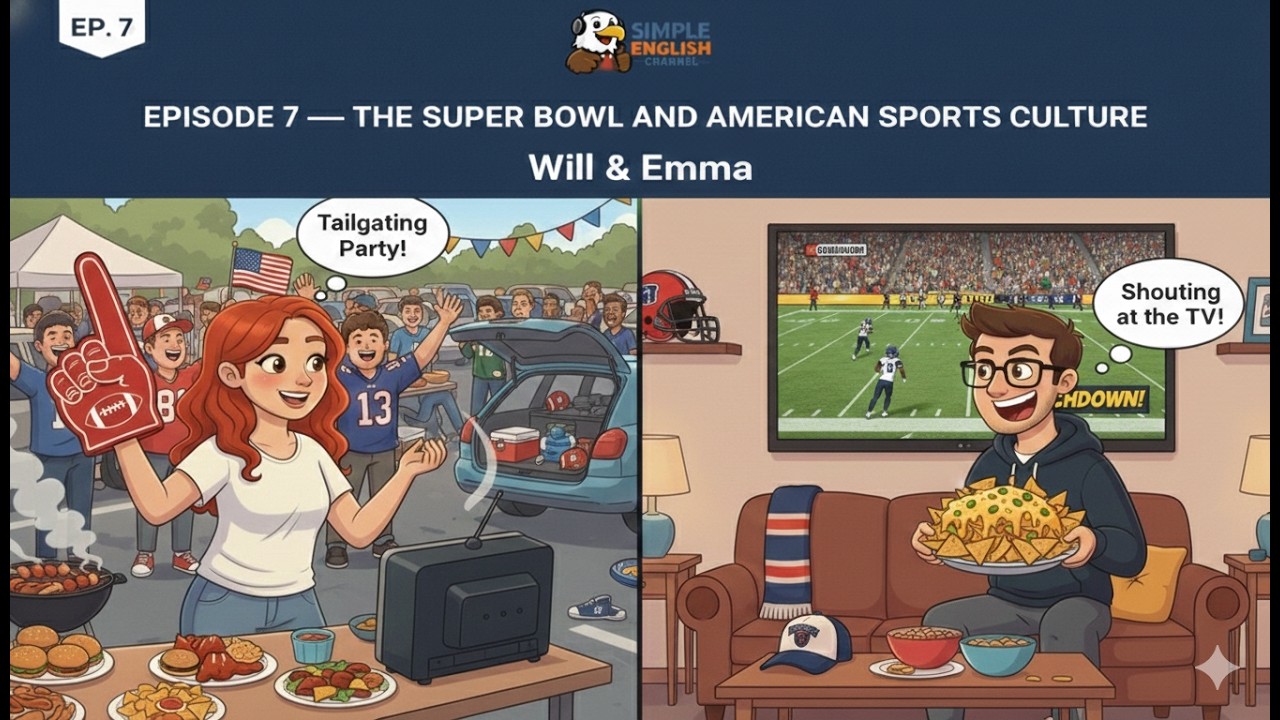 English Listening Practice | The Super Bowl and American Sports Culture| Beginner Conversation