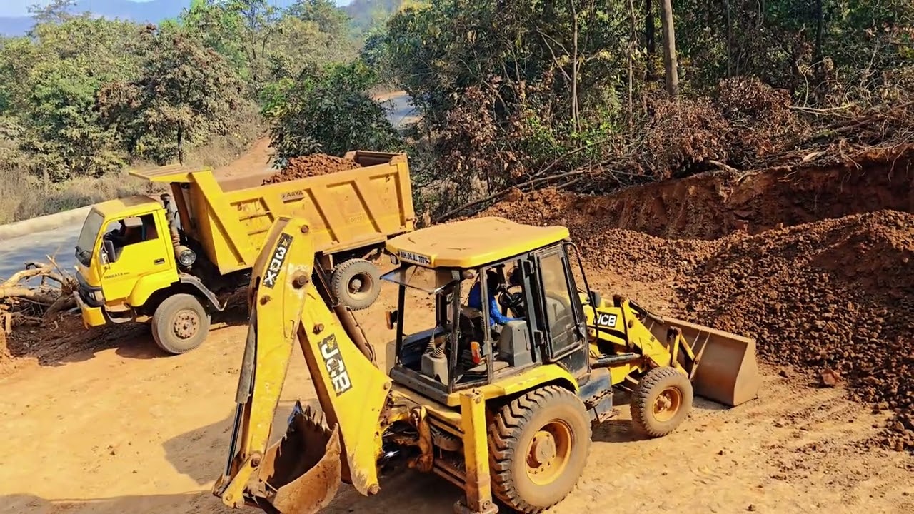 Hill Road Cutting Work | Heavy JCB & Dumper Extreme Action  #jcb #viralvideo #excavator #machine 