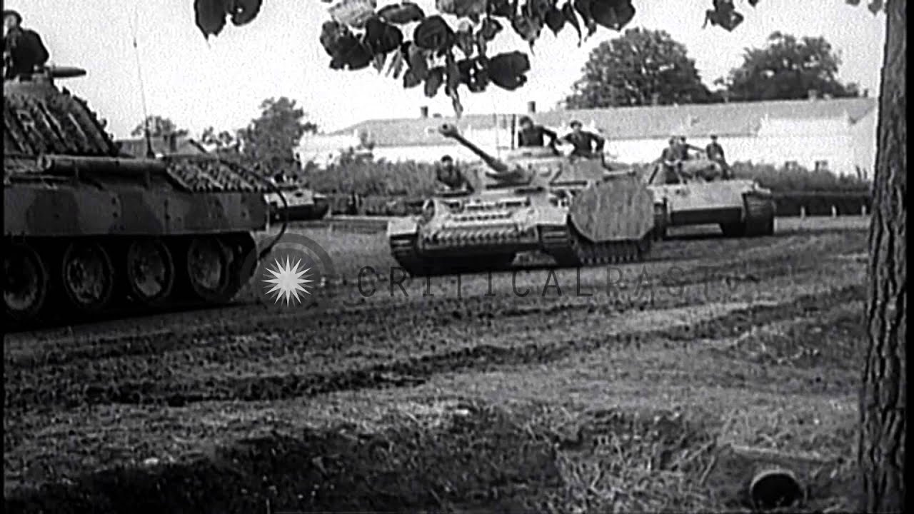 German 23rd Panzer Division engages Soviet and Romanian forces in Hungary HD Stock Footage