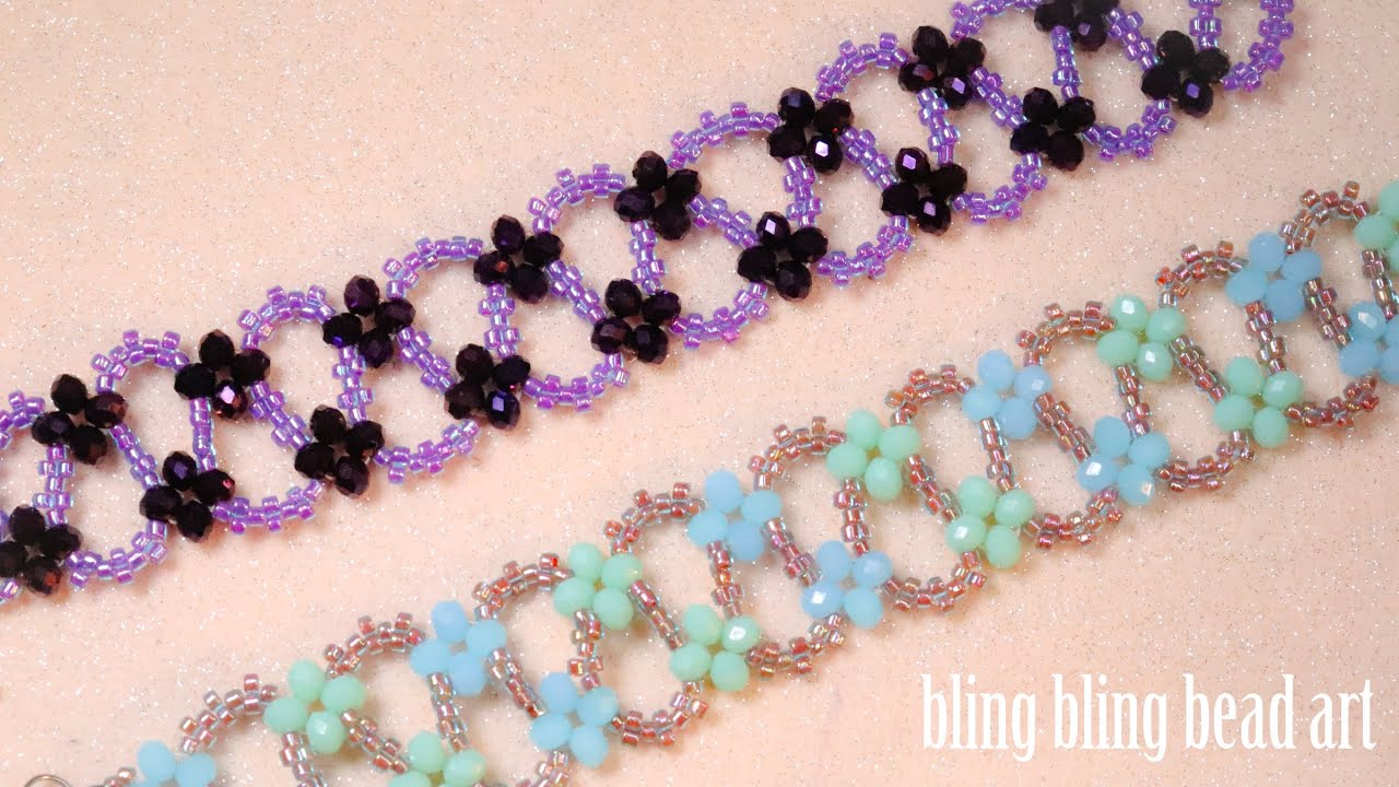 آموزش دستبند با منجوق  و کریستال مدل موجی با  روشی ساده و ظریف Beaded bracelet easy for beginners