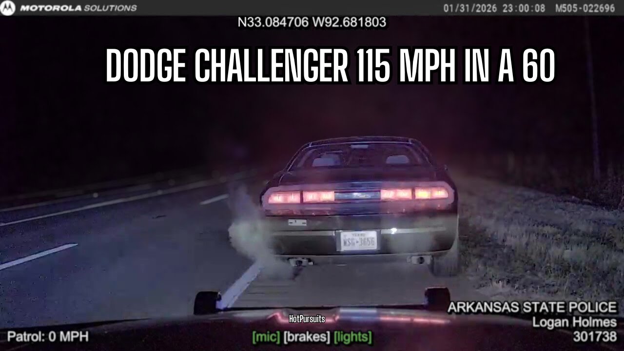 Сотрудник полиции попытался остановить автомобиль Dodge Challenger, который двигался с превышение...