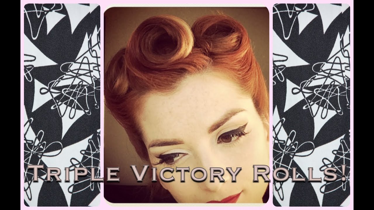 Triple Victory Roll Vintage Hair With Gibson Roll by CHERRY DOLLFACE