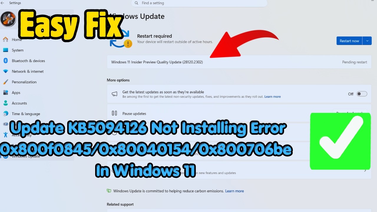 Fix Update KB5094126 Not Installing Error 0x800f0845/0x80040154/0x800706be In Windows 11