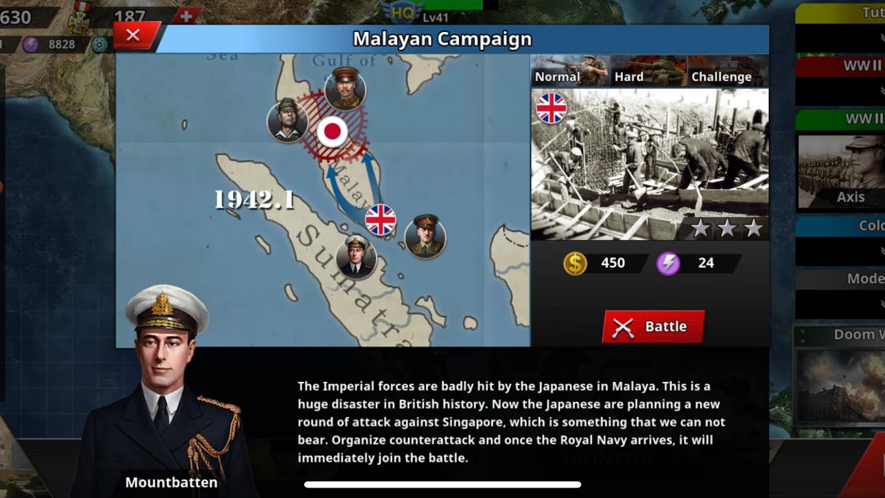 World Conquerer 4 : WWII PACIFIC ALLIES #2 MALAYAN CAMPAIGN TUTORIAL (No Generals)