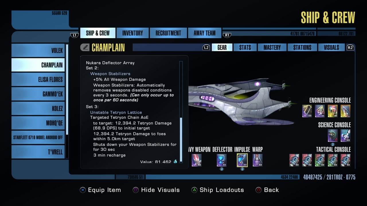 Star Trek Online: Xyfius Heavy Escort Build Tetryon PS4(unfinished)