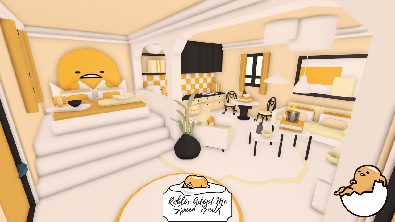 скоростная постройка крошечного дома в стиле оранжевого гудетама санрио 🧡 roblox adopt me!