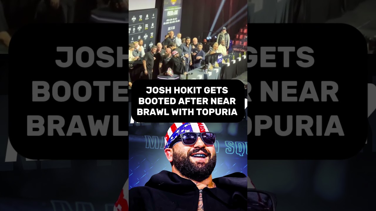 Josh Hokit gets booted off stage by UFC security after altercation with Ilia Topuria & Alex Pereira!