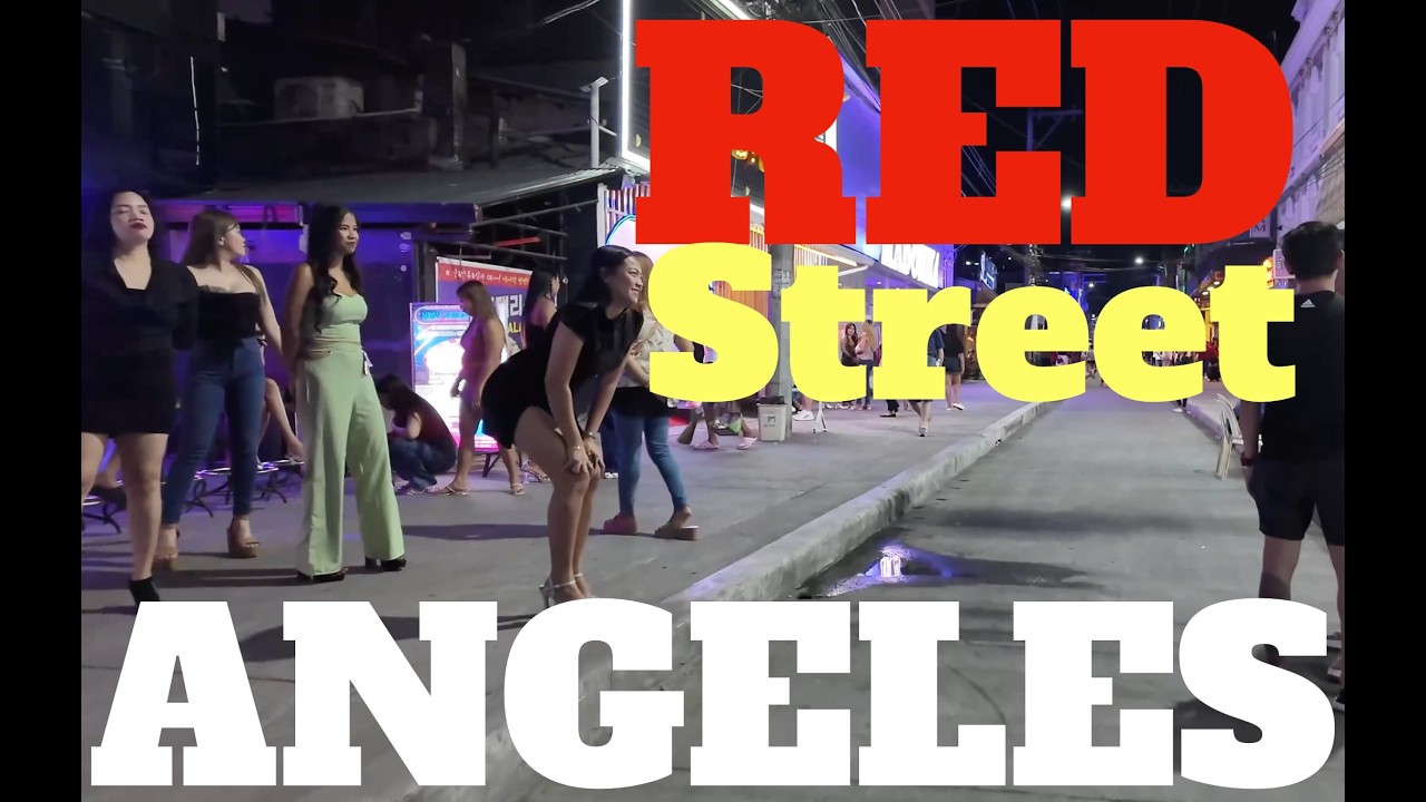 Red Street Bars After Dark. Angeles City Bar Area 2024