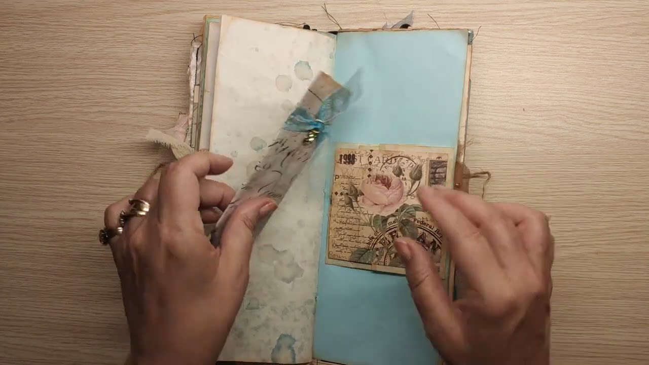 SOLD, thank you xx Junk Journal flip through, Tall & Slim Blue, a lovely journal in rich tones.