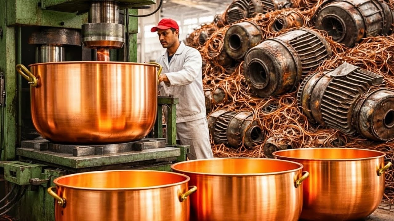 You Won’t Believe This Copper Recycling: Old Motor Scrap Wire Turned Into Giant Copper Cooking Pots