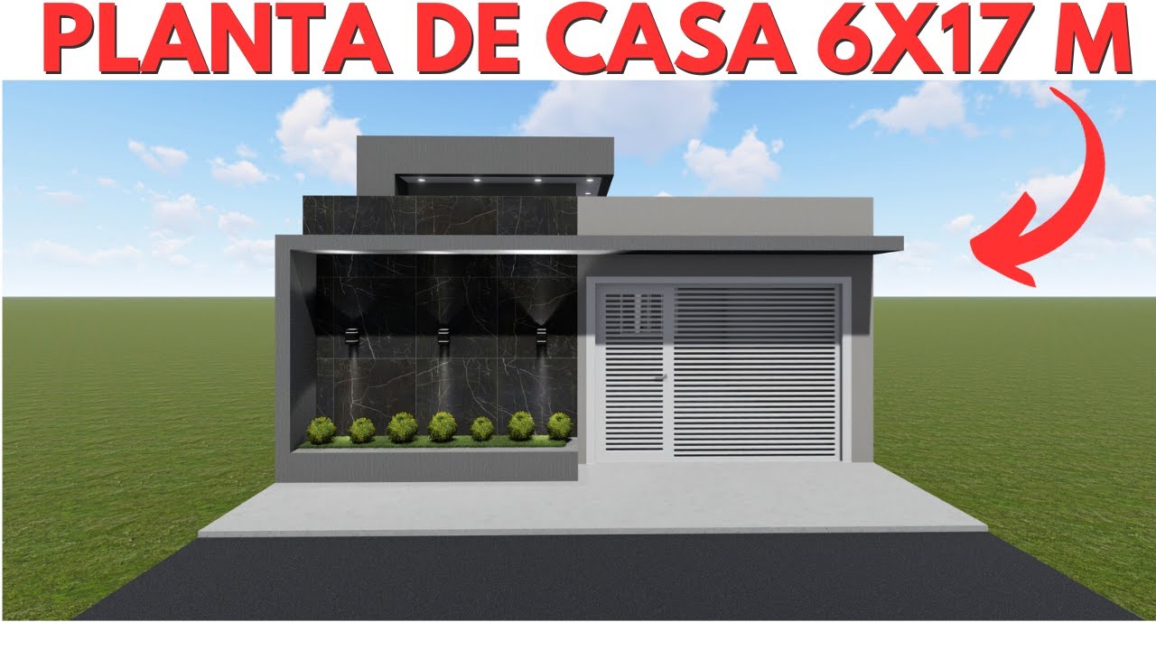 PLANTA DE CASA 6X17 METROS COM 2 QUARTOS!