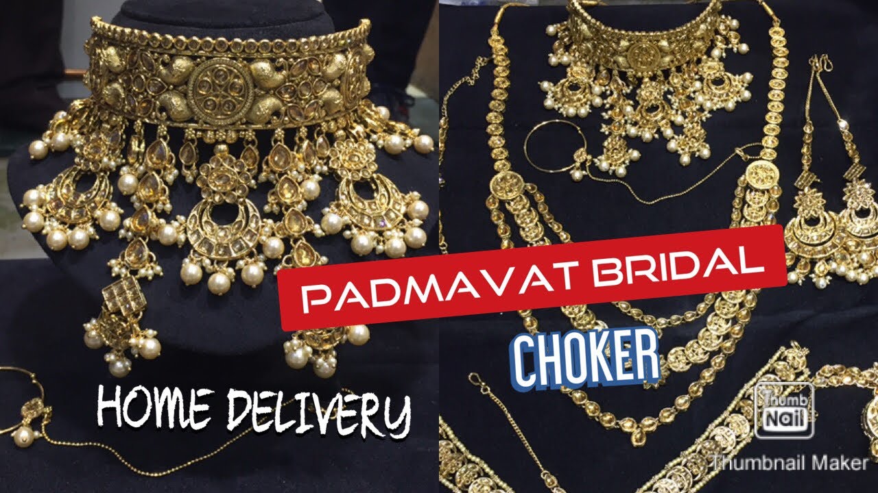 CHOKER STYLE BRIDAL JEWELLERY SET / GOLD LCT CHOKER WEDDING SET AT WHOLESALE RATE