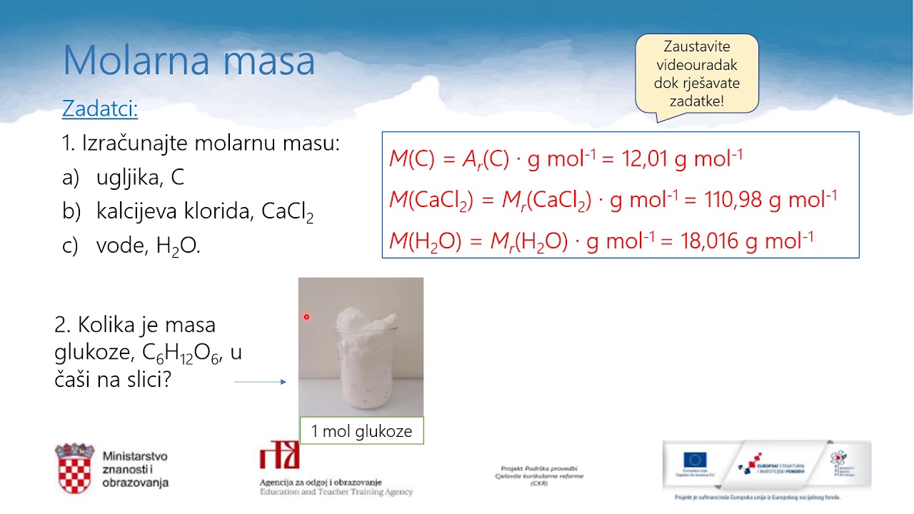 Kemija 1. r. SŠ - Molarna masa