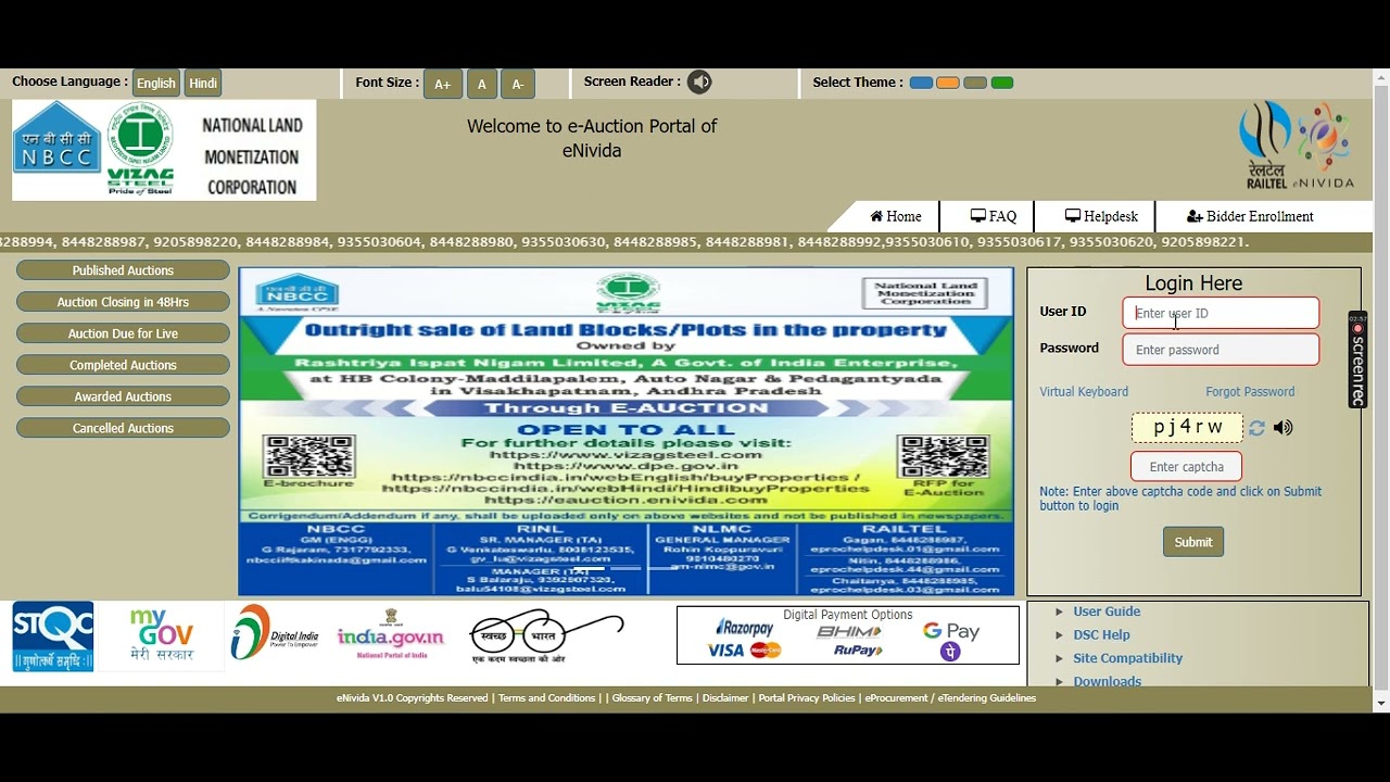 eAuction eNivida website Java set up