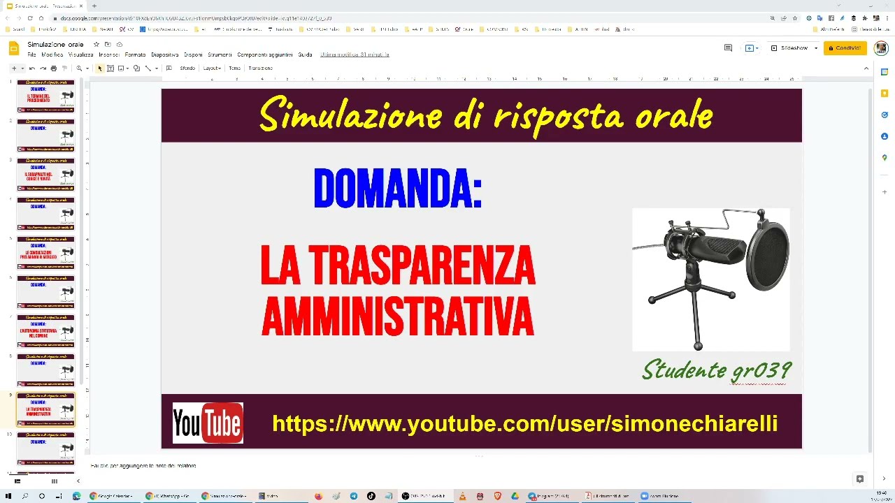 Prova orale: esercitazione gr039 - Trasparenza amministrativa (17/3/2022)
