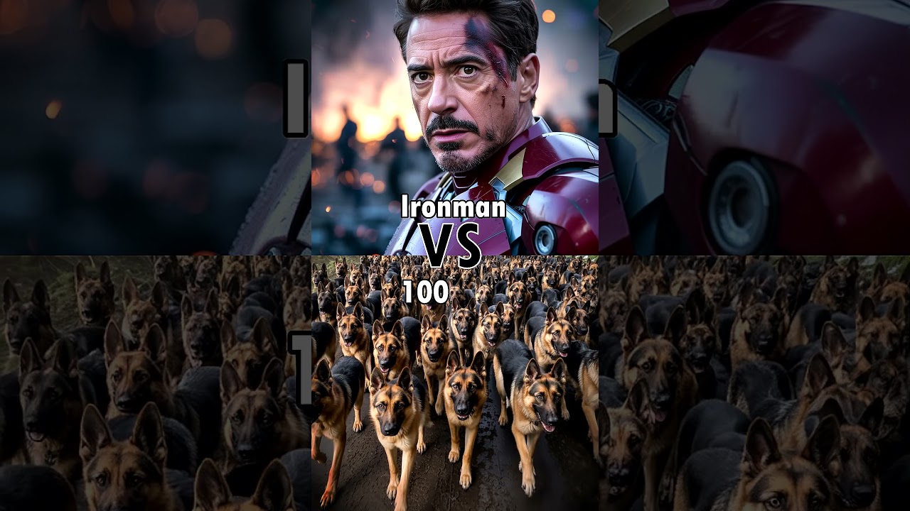 Ironman⚡ VS 100 Dog, Raccoon, Cat, Monkey, Pigs, Wolf, Hyena, Fox, Badger, Hedgehog.🤯