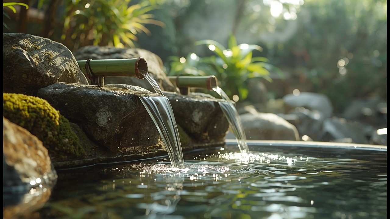 Bamboo Water Fountain Sounds | Deep Relaxation ASMR Zen Garden Ambience