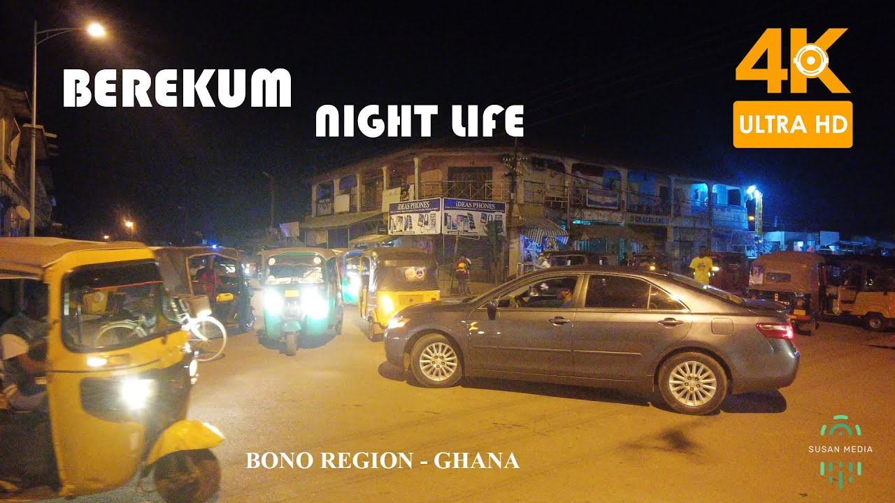 Berekum Night Life Walk Tour in the Bono Region of Ghana 4K