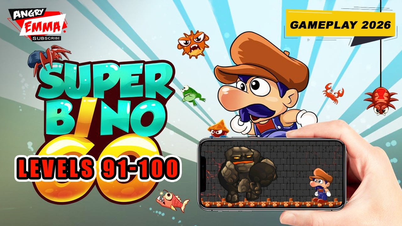 Super Bino Go - Levels 91-100 + BOSS (gameplay 2026)