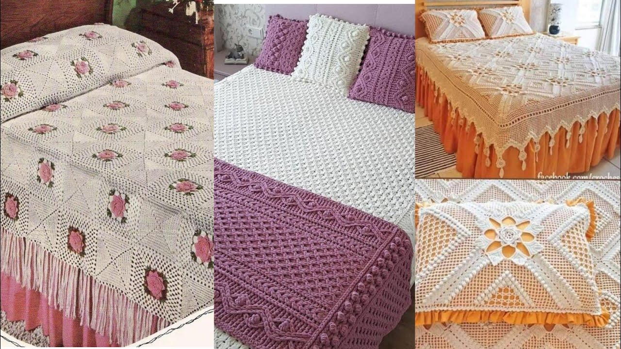 CROCHET: Crochet & knitting bedsheet/ Luxurious Embllishment Crochet Bed sheet/ Dulhan bed sheet