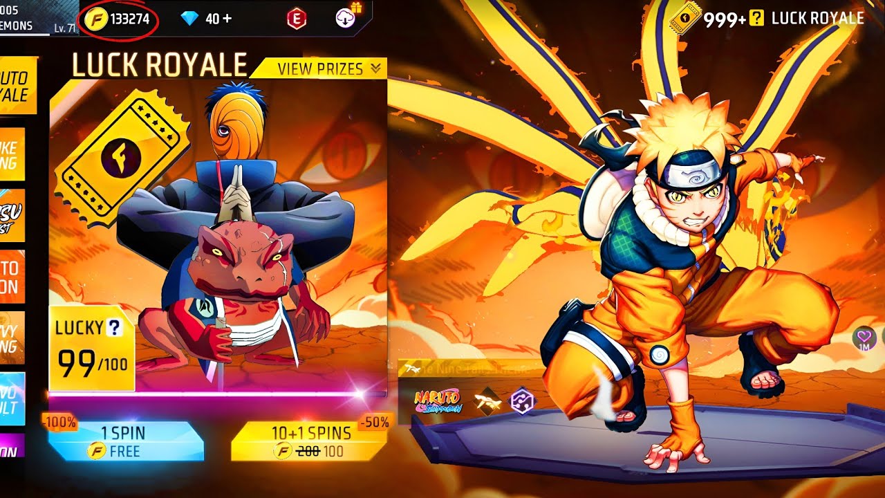 NARUTO 😱 KURAMA EMOTE 🤯IN GOLD ROYALE ⁉️ NEW EVENT 🤑 FREE REWARDS💸 BUY 10.000 DIAMONDS💎 FREE FIRE 🔥🔥