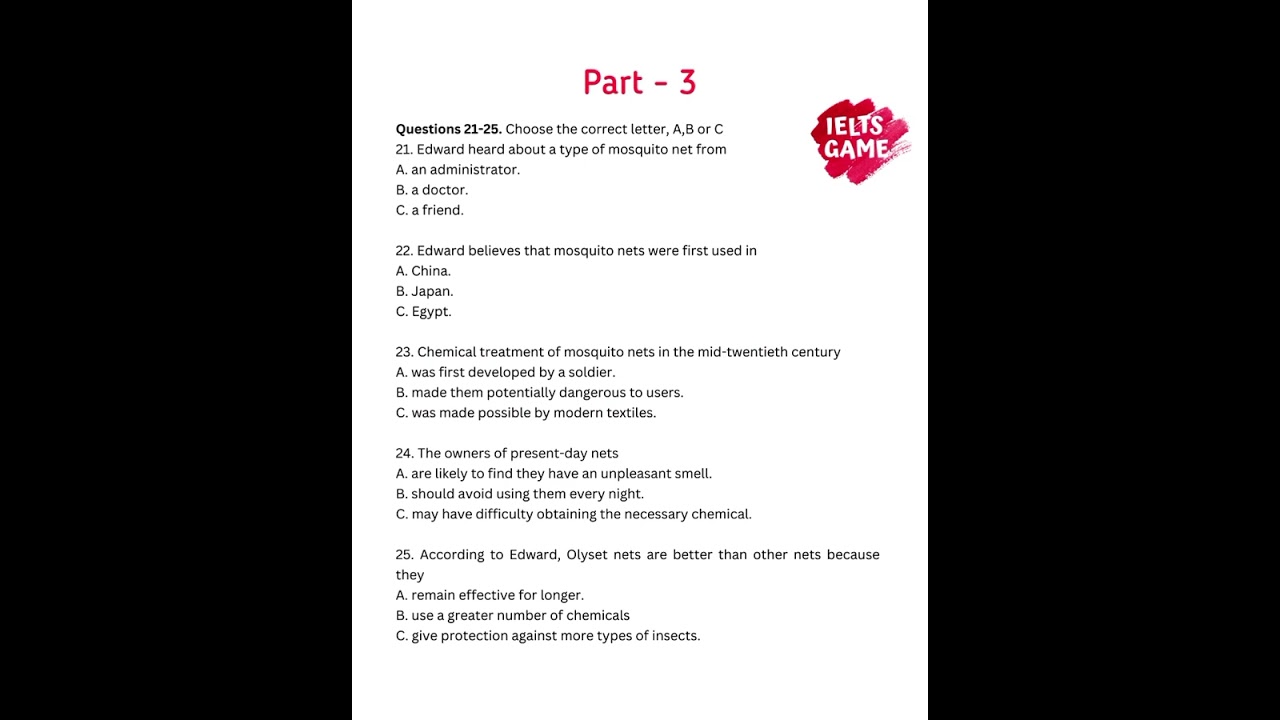 IELTS Listening Real Test | Product Development Presentation - Mosquito Net