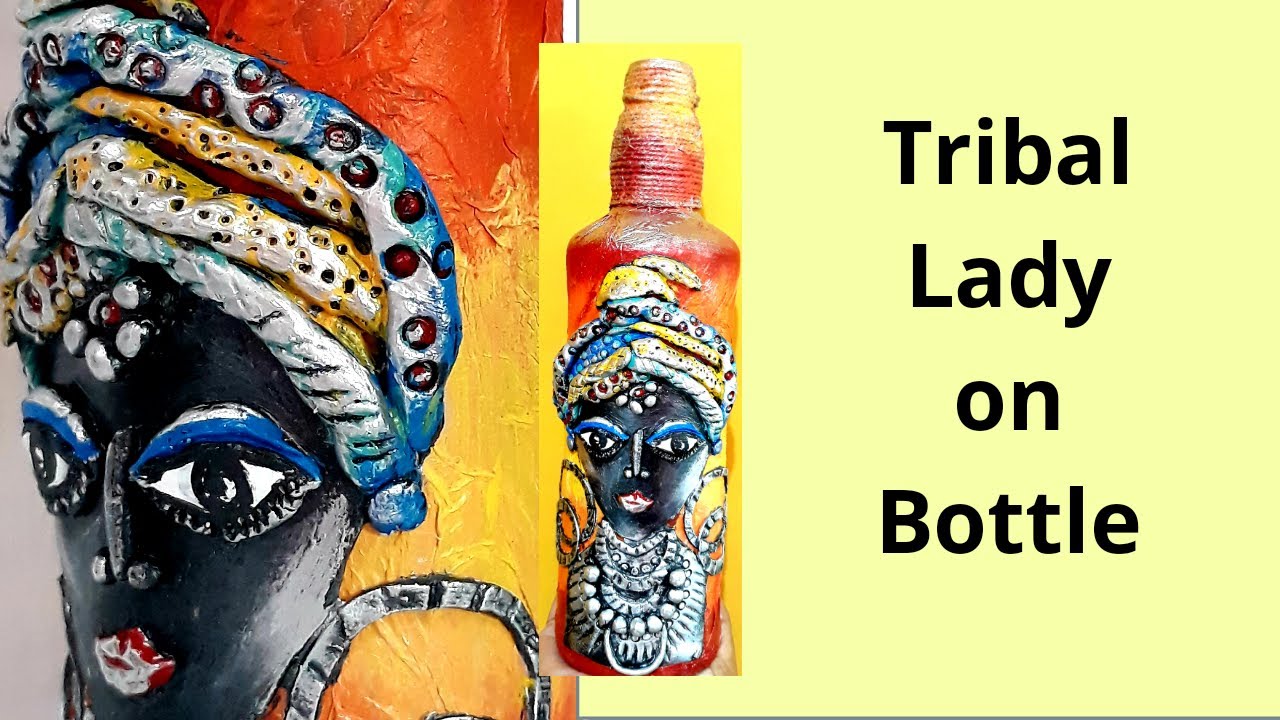 Tribal Lady on Bottle | Tribal Bottle Art | Sikha Crafts