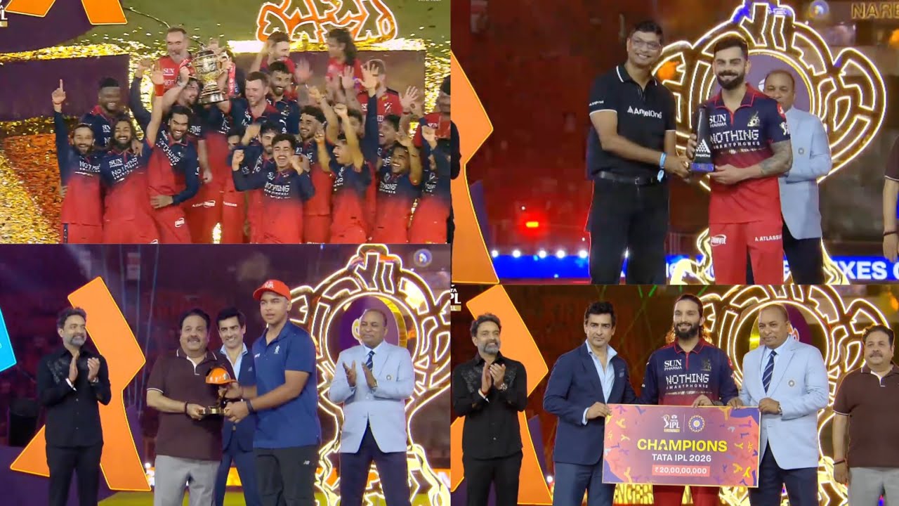 RCB Team Trophy Celebration & All IPL Awards & Post Presentation, IPL Final 2026