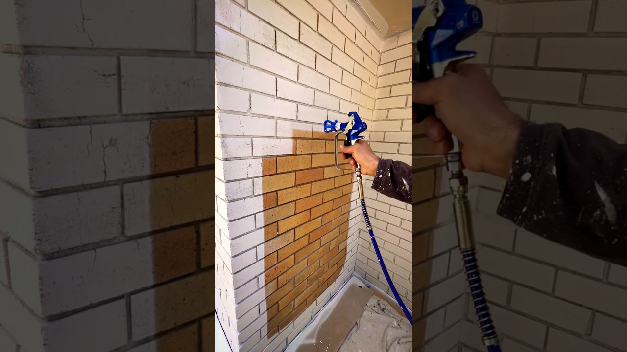 Fastest way to paint your brick house white #painting #satisfying #asmr #like #glitterbrushpainting