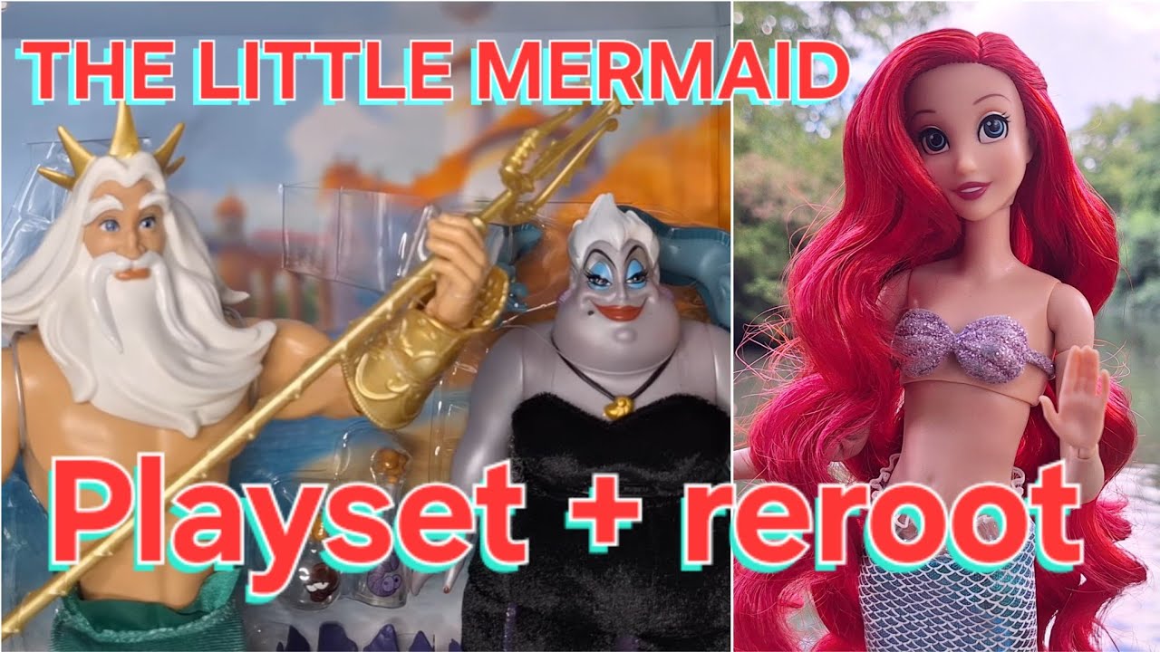 Doll review & make-over: The Little Mermaid playset and Ariel hair reroot!