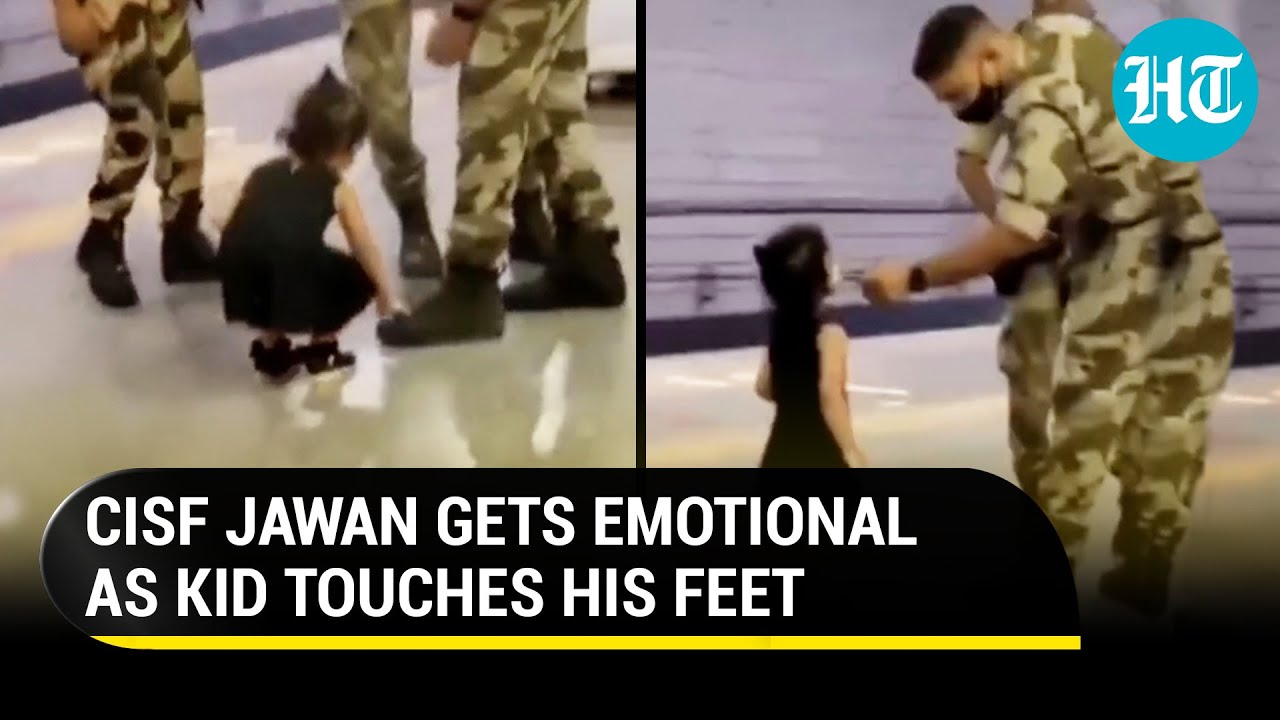 Viral: Kid takes CISF Jawan’s blessings by touching his feet; Netizens admire her ‘sanskar’