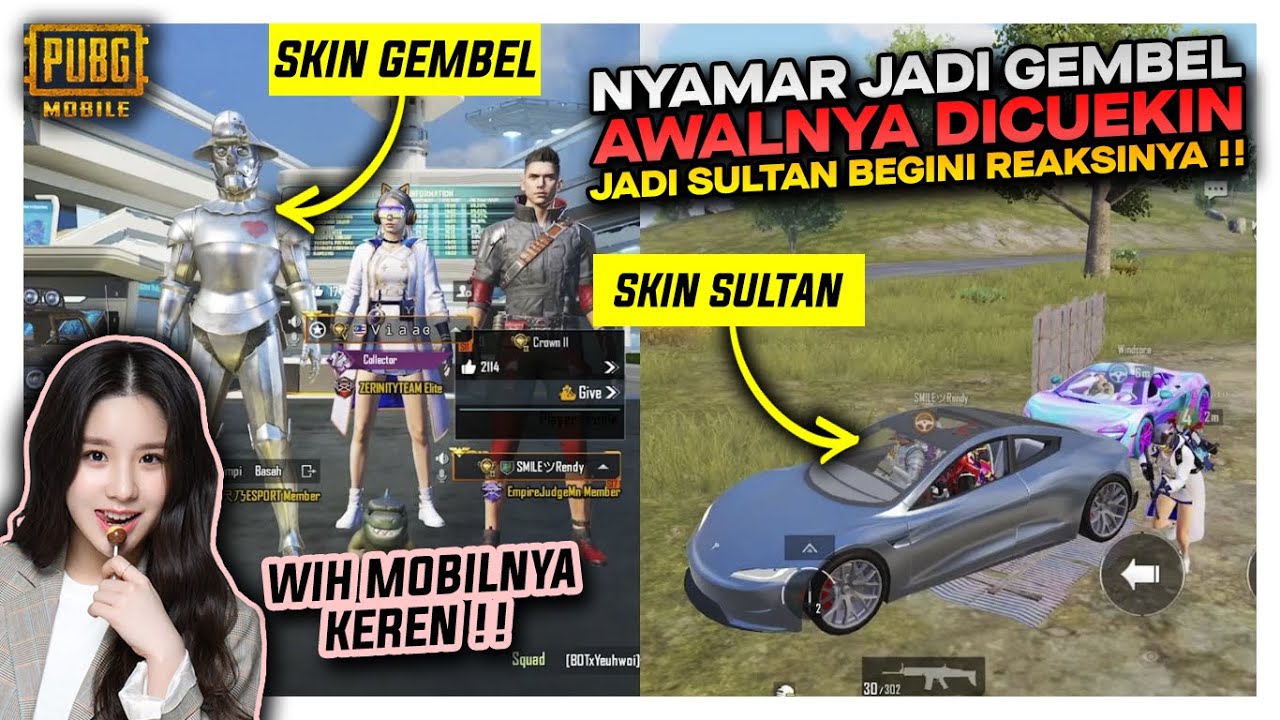 NYAMAR JADI GEMBEL AWALNYA DI CUEKIN , SETELAH JADI SULTAN BEGINI REAKSI CEWEKNYA ?? - PUBG MOBILE