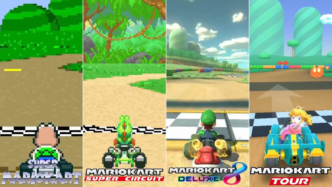 Evolution Of SNES Donut Plains 3 Course In Mario Kart Games [1992-2022]