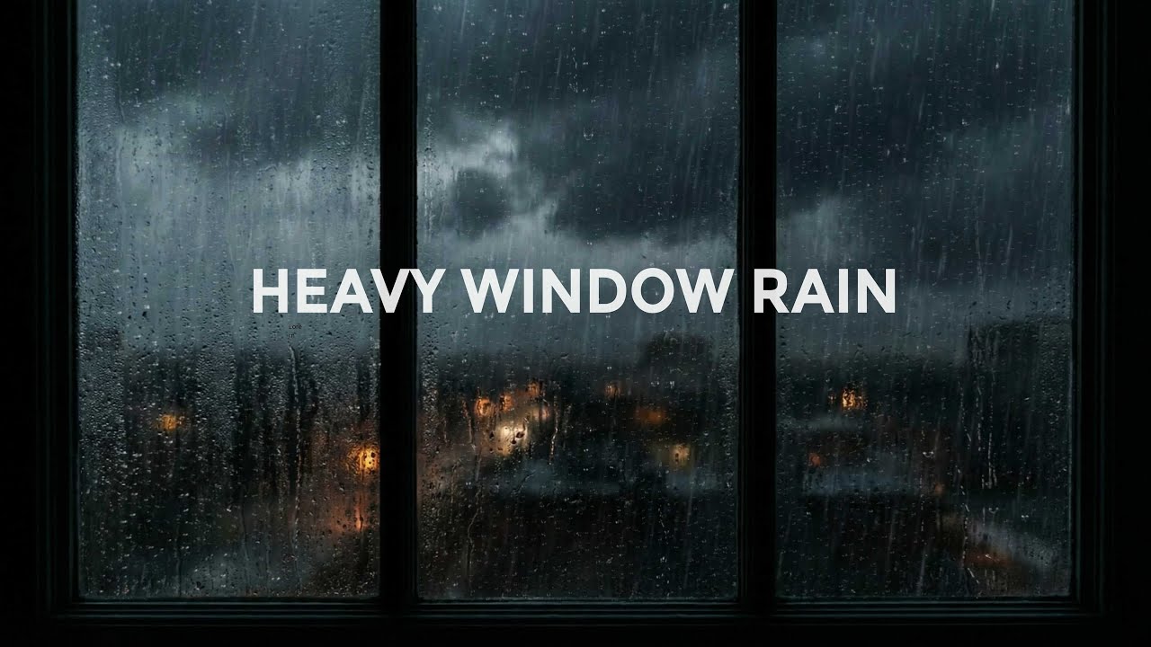 Heavy Rain on Window at Night ⚡ Thunderstorm Sounds for Deep Sleep, Study & Relaxation