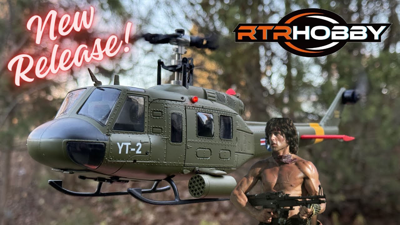 Вертолёт YU XIANG F07 UH-1 Huey 6CH в масштабе 1/34 — распаковка и первый полёт