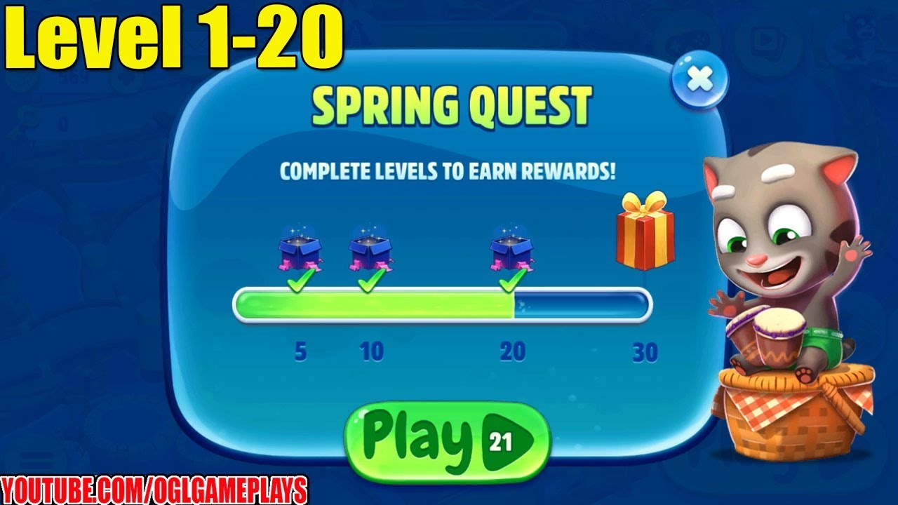 Talking Tom Pool Spring Quest Event Part #1 (Level 1-20)