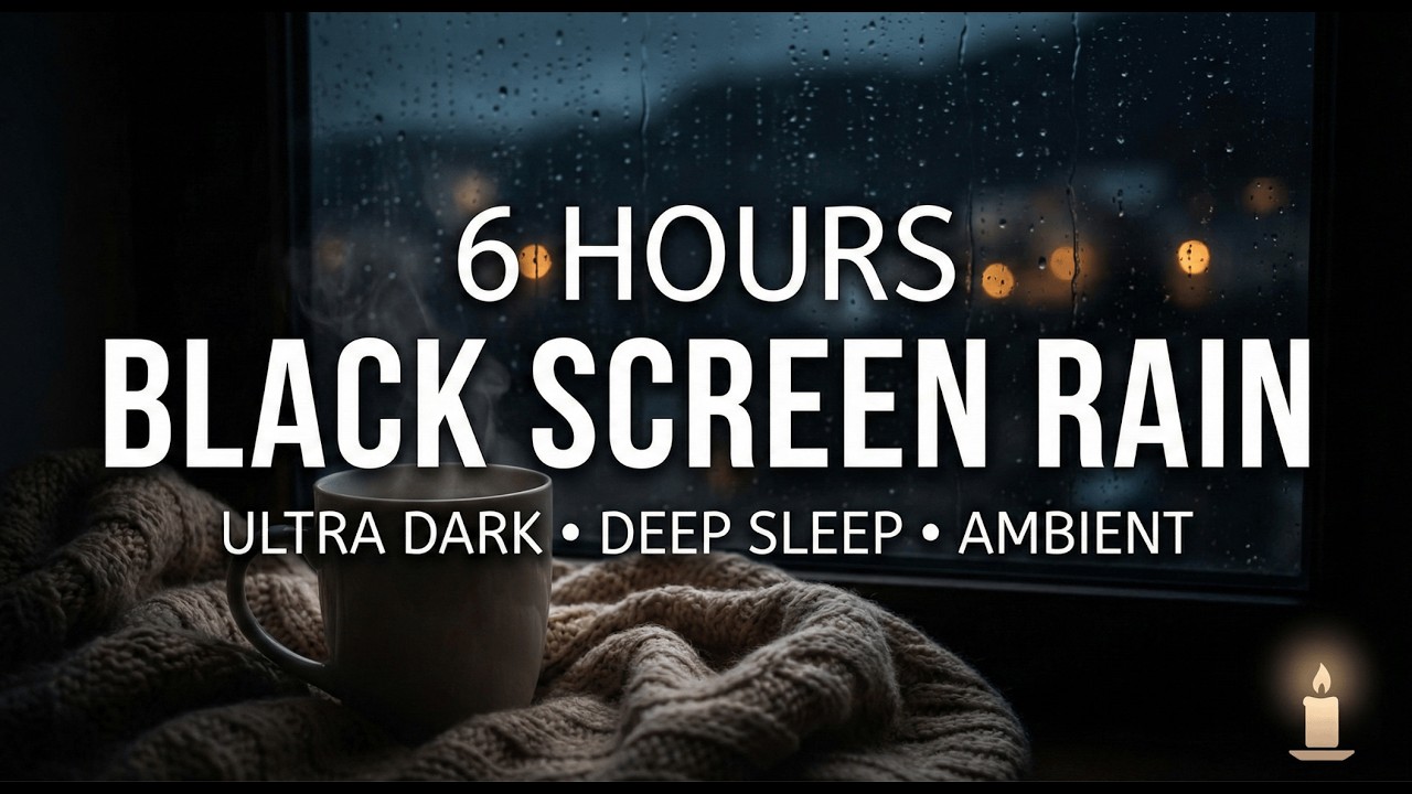 Heavy Rain Sounds for Sleeping Black Screen | 6 Hours Insomnia Relief, Study, Relax
