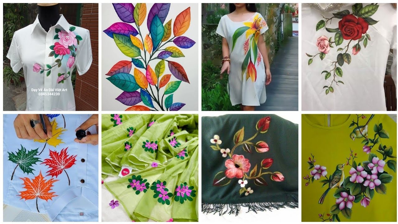 Hand Paint Fabric Ideas 2025///Fabric Painting On Clothes//Hand Painted Dress Designs 2025