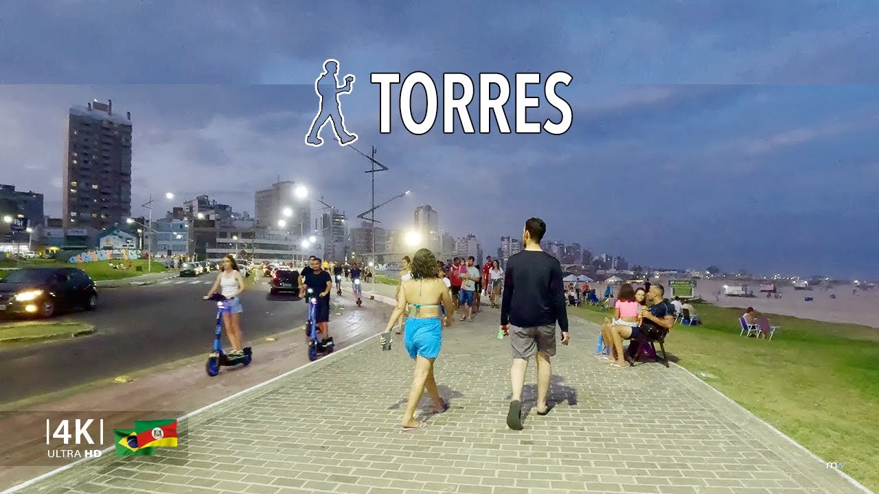 Caminhando no Centro e Beira Mar de Torres - Rio Grande do Sul 4K
