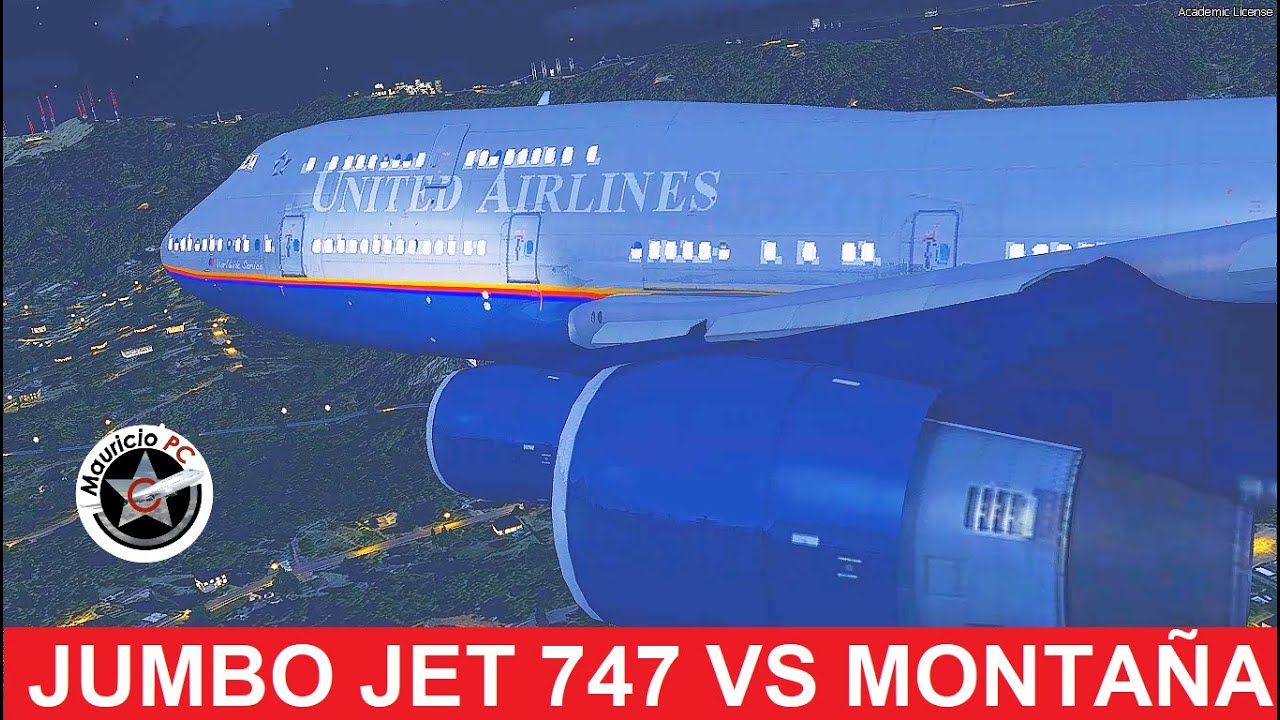 Boeing 747 vuela directo hacia la montaña -  Vuelo del Jumbo de United en San Francisco